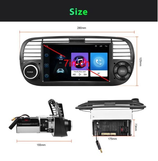 Android Carplay Fiat 500 (2007–2015) > Modèle A – Image 7