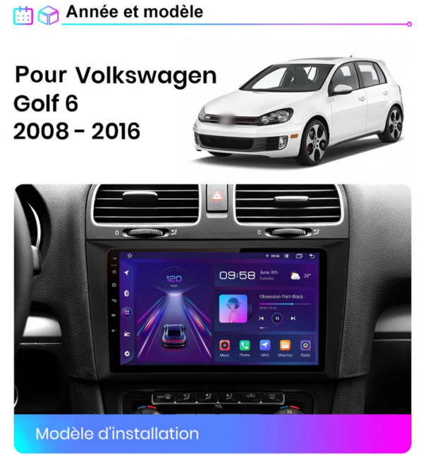 Androïd Carplay pour Volkswagen Golf 6 (2008 – 2016)