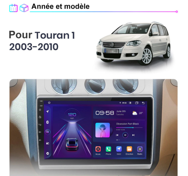 Android Carplay Volkswagen Touran 1 (2003 - 2010)