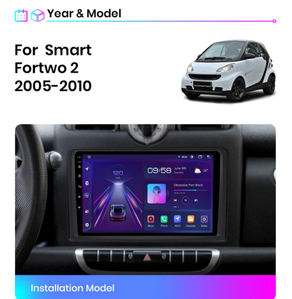 Android Carplay smart Fortwo 2  (2005–2015)